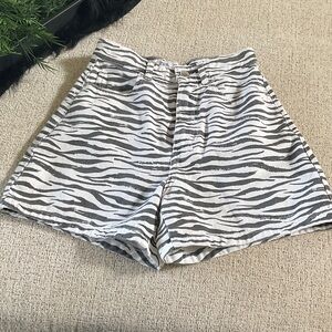 Zara Black and White Zebra Print High Waist Shorts